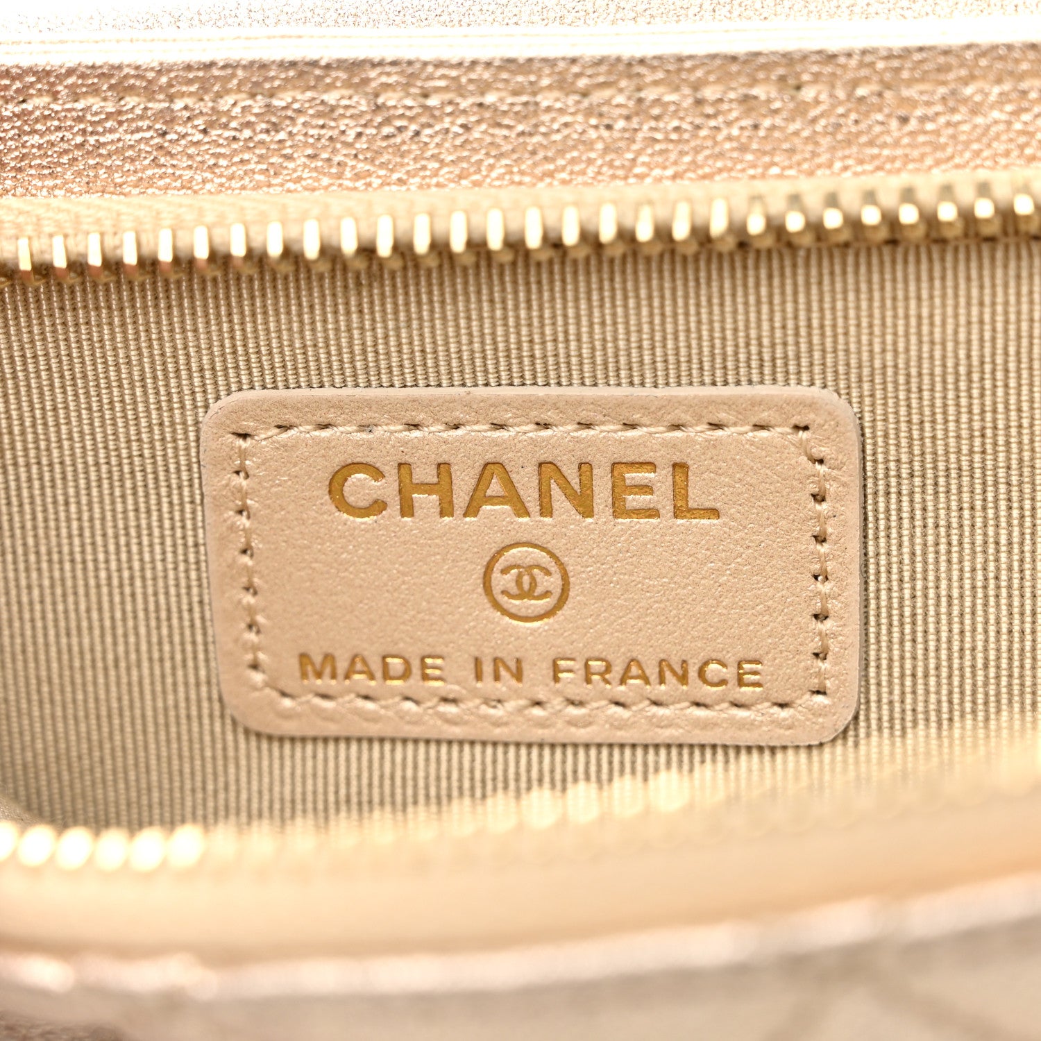 Chanel Metallic Lambskin Quilted Zip Phone Case Gold 6 of 12