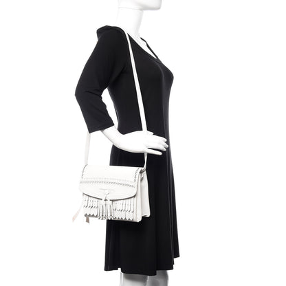 Burberry Grainy Calfskin Broguing Tassel Small Macken Crossbody Bag Chalk White 2 of 11