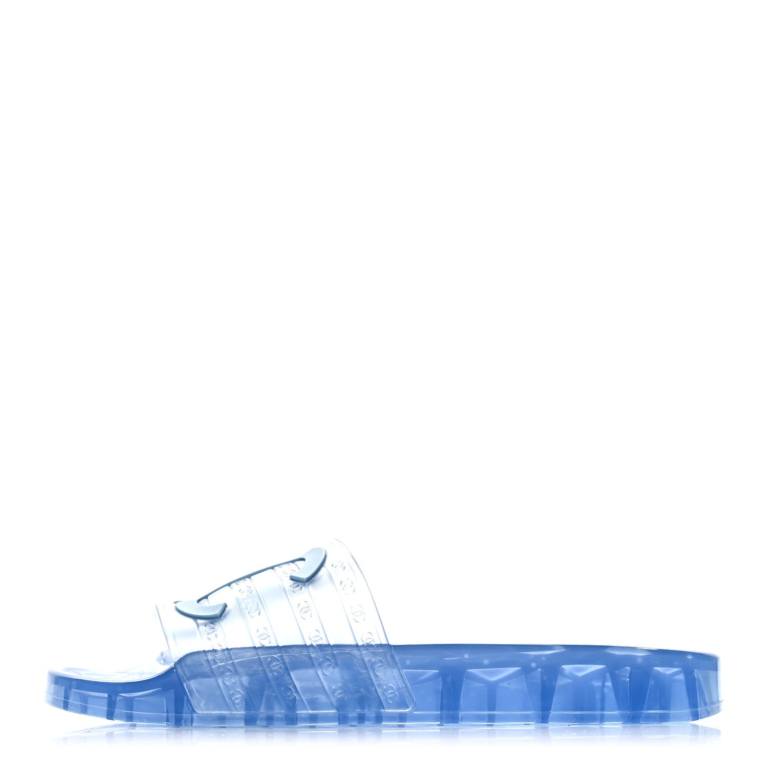 Chanel PVC Transparent CC Flat Slide Sandals 40 Blue 1 of 7