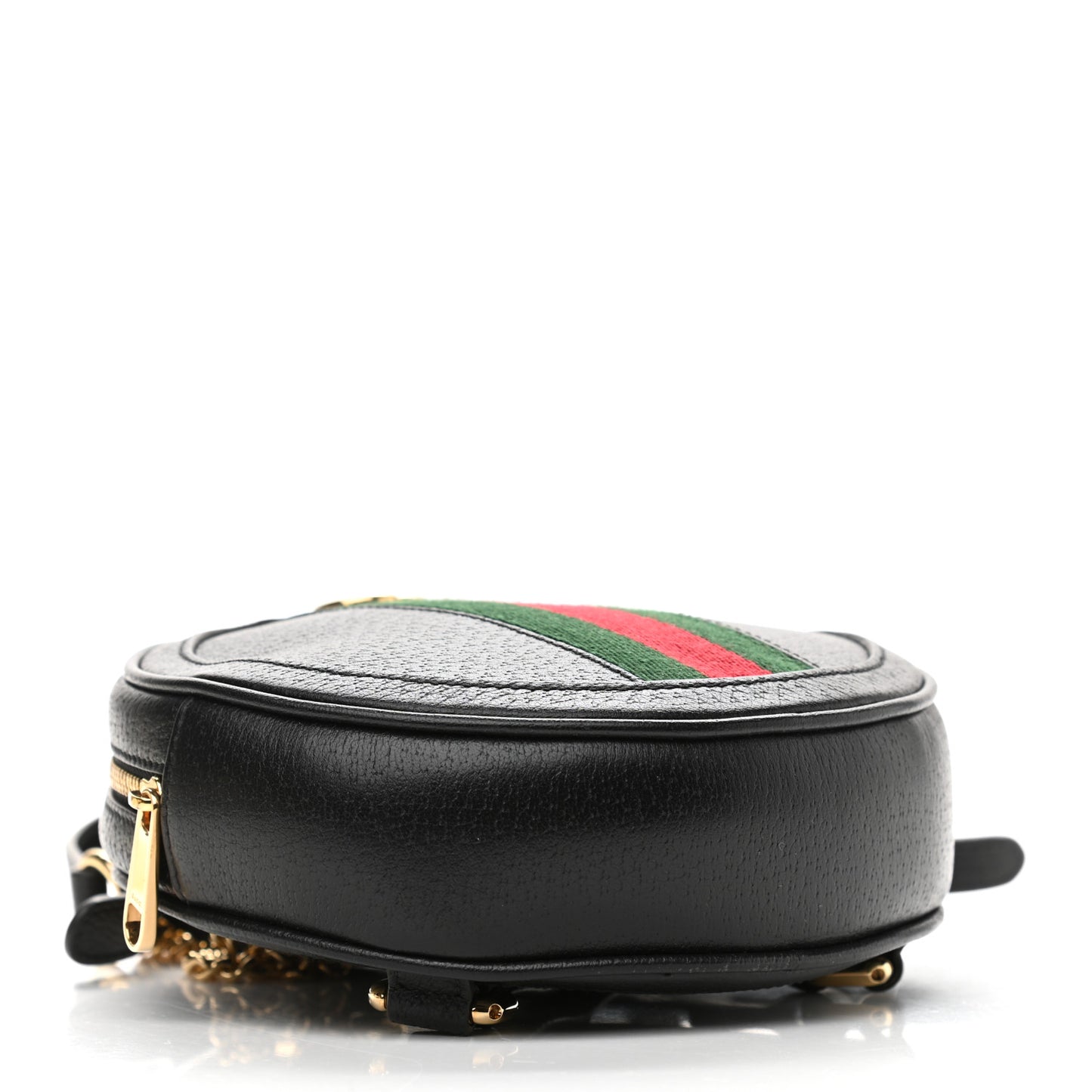 Grained Calfskin Web Mini Ophidia Round Backpack Black