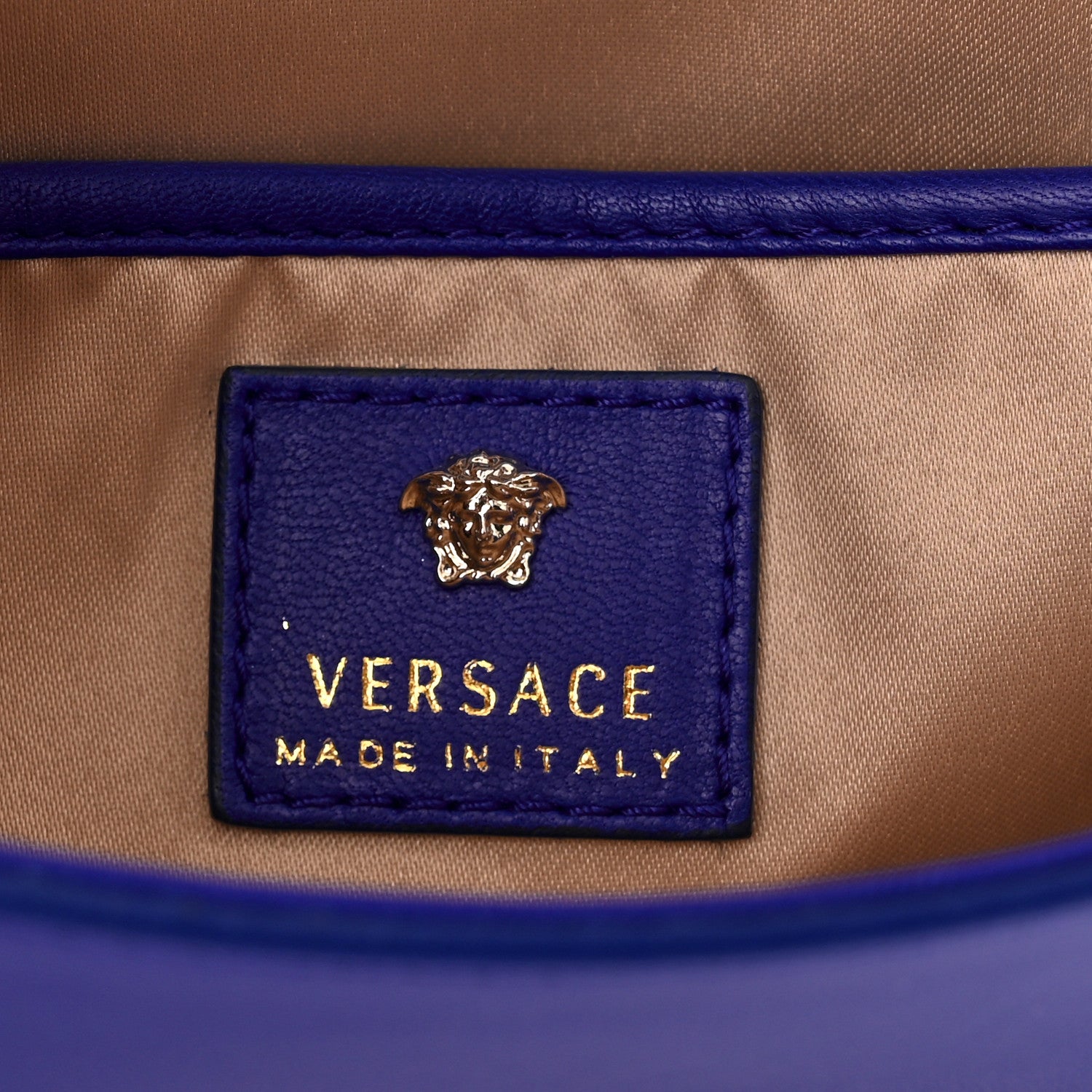 Versace Lambskin Palazzo Chain Evening Bag Blue 6 of 10