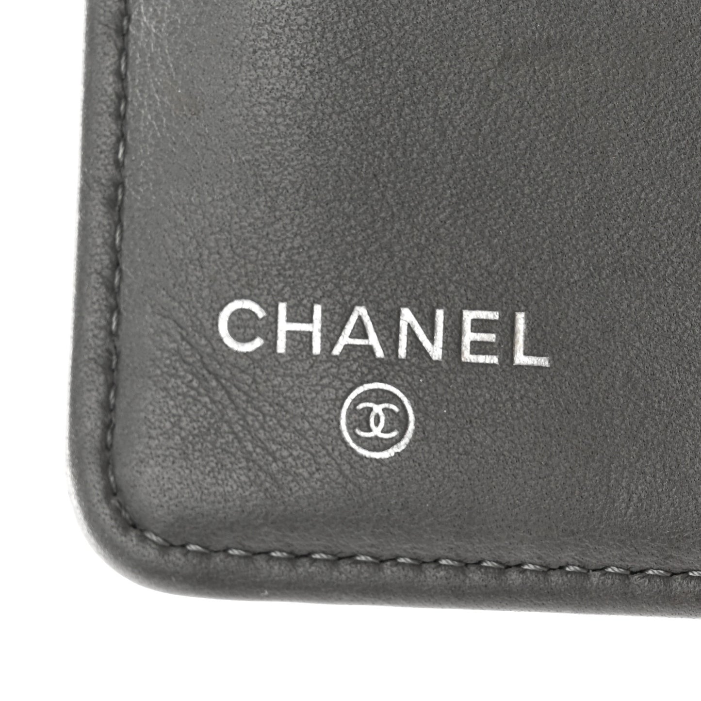 Calfskin Chevron Quilted Boy Yen Wallet Grey