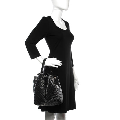 Chanel Lambskin Quilted CC Chain Drawstring Tote Black 2 of 13