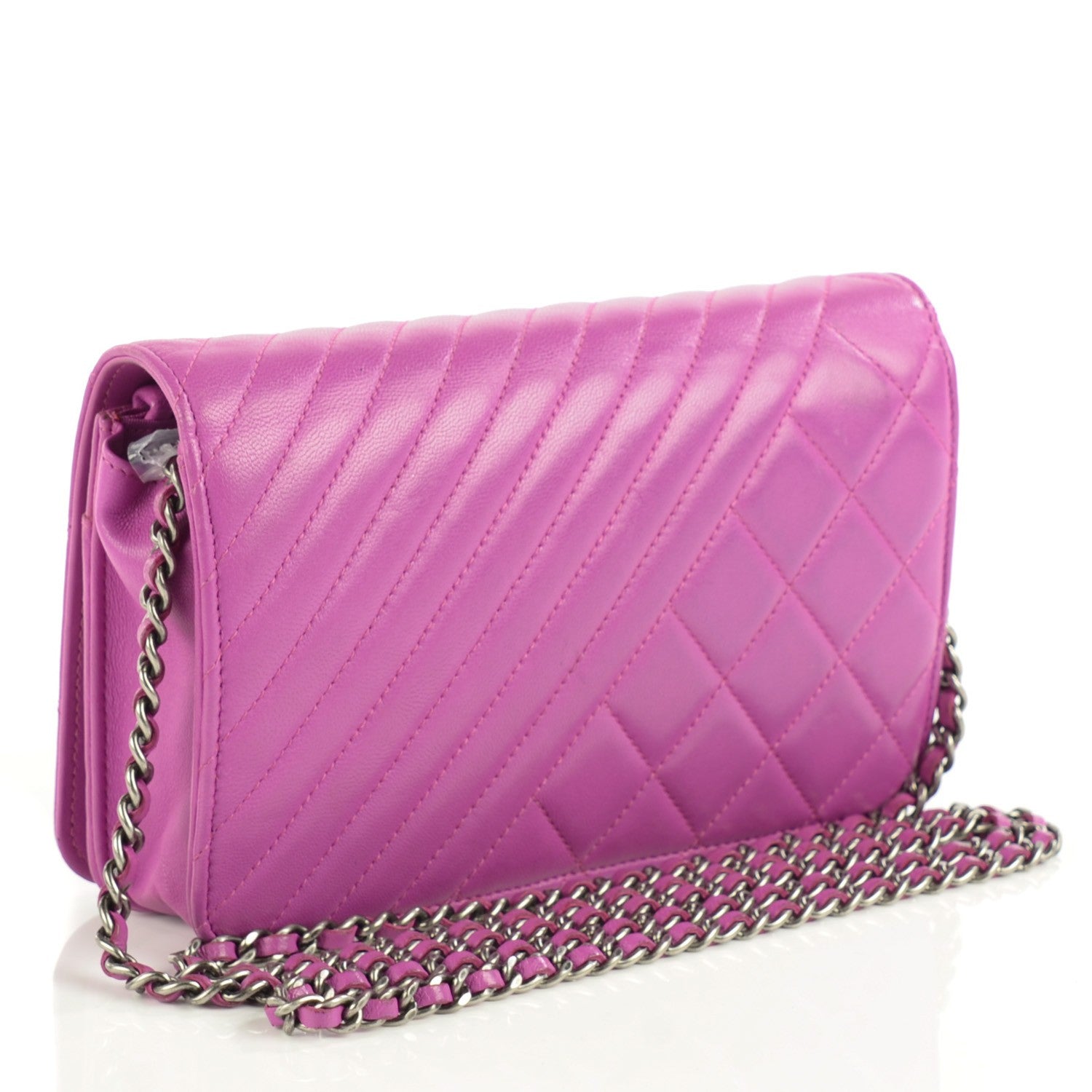 Chanel Lambskin Quilted Coco Boy Wallet On Chain WOC Fuchsia 3 of 8