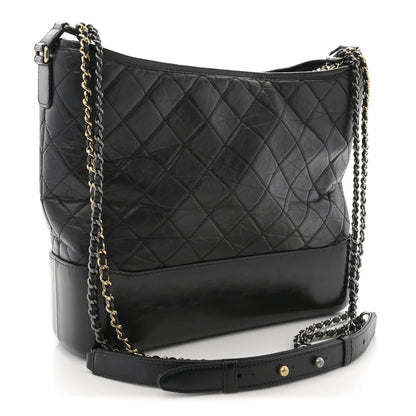 Chanel Aged Calfskin Quilted Large Gabrielle Hobo Black 3 of 13