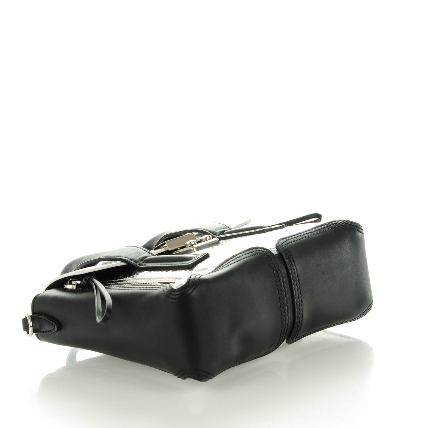 3.1 Metallic Mix Textured Calfskin Mini Pashli Satchel Silver Black White
