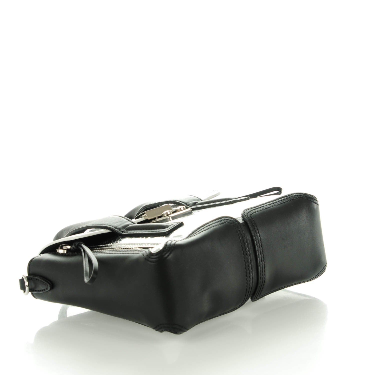3.1 Phillip Lim 3.1 Metallic Mix Textured Calfskin Mini Pashli Satchel Silver Black White 4 of 7