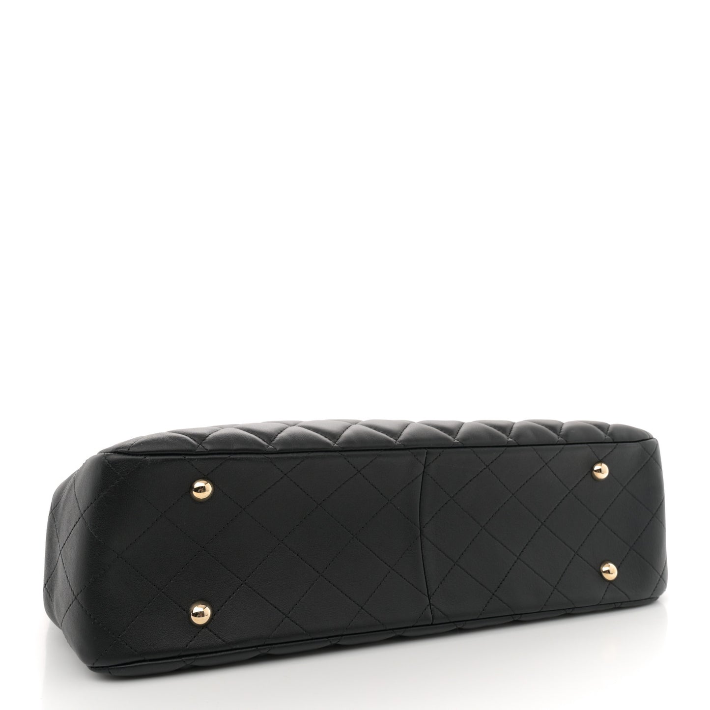 Calfskin Quilted Large CC Shopping Tote  Black