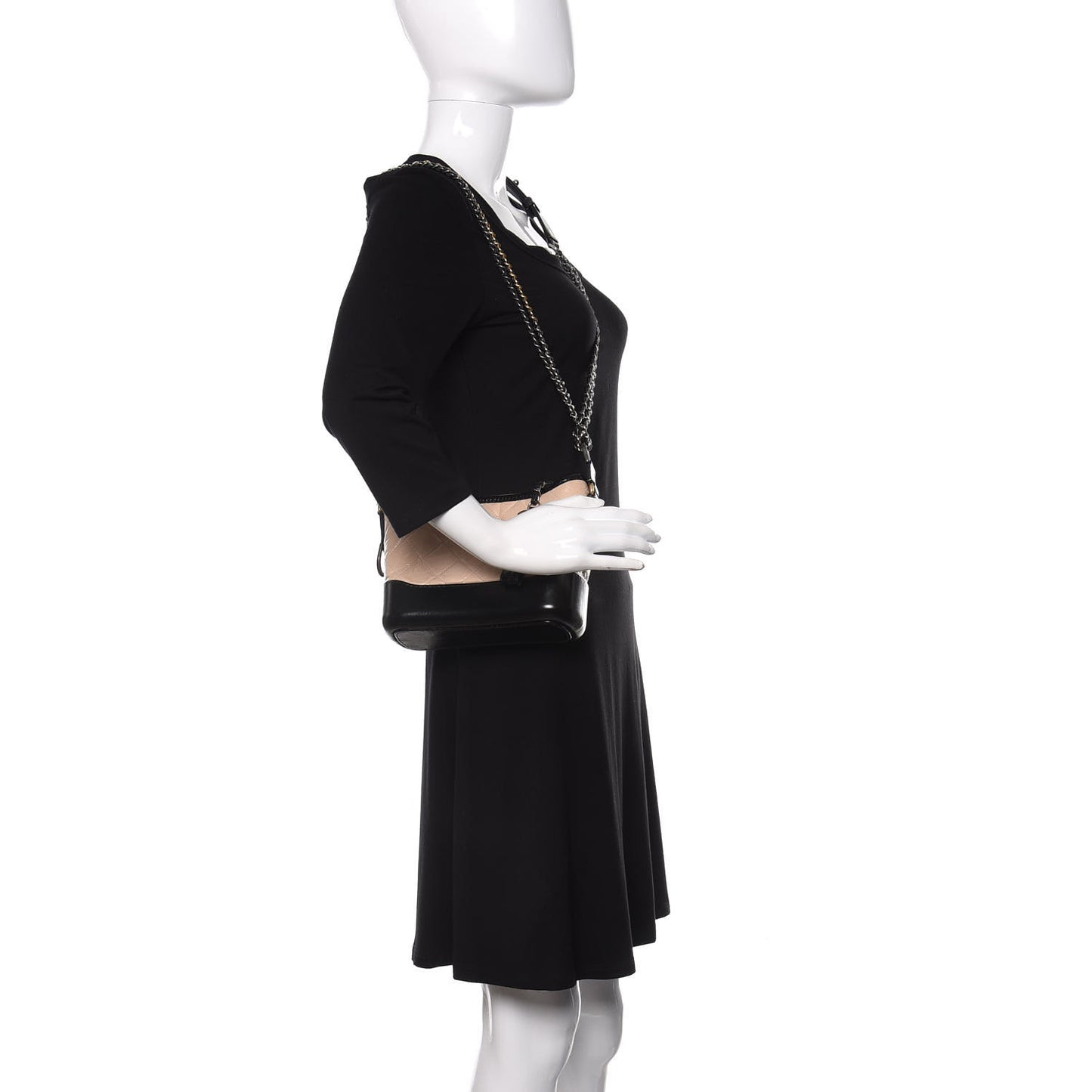 Aged Calfskin Quilted Small Gabrielle Hobo Beige Black