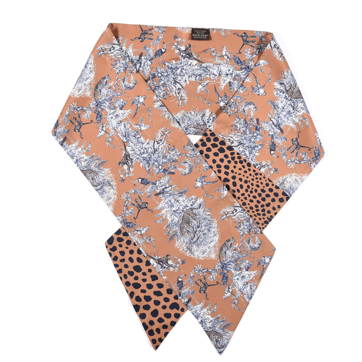 Hermes Silk Equateur Maxi Twilly Tabac Gris Bleuete 1 of 6