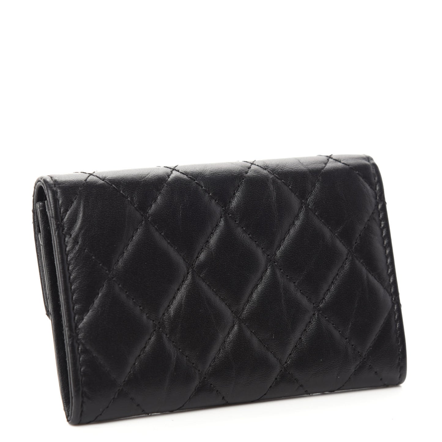 Aged Calfskin Quilted Reissue Flap Card Holder So Black