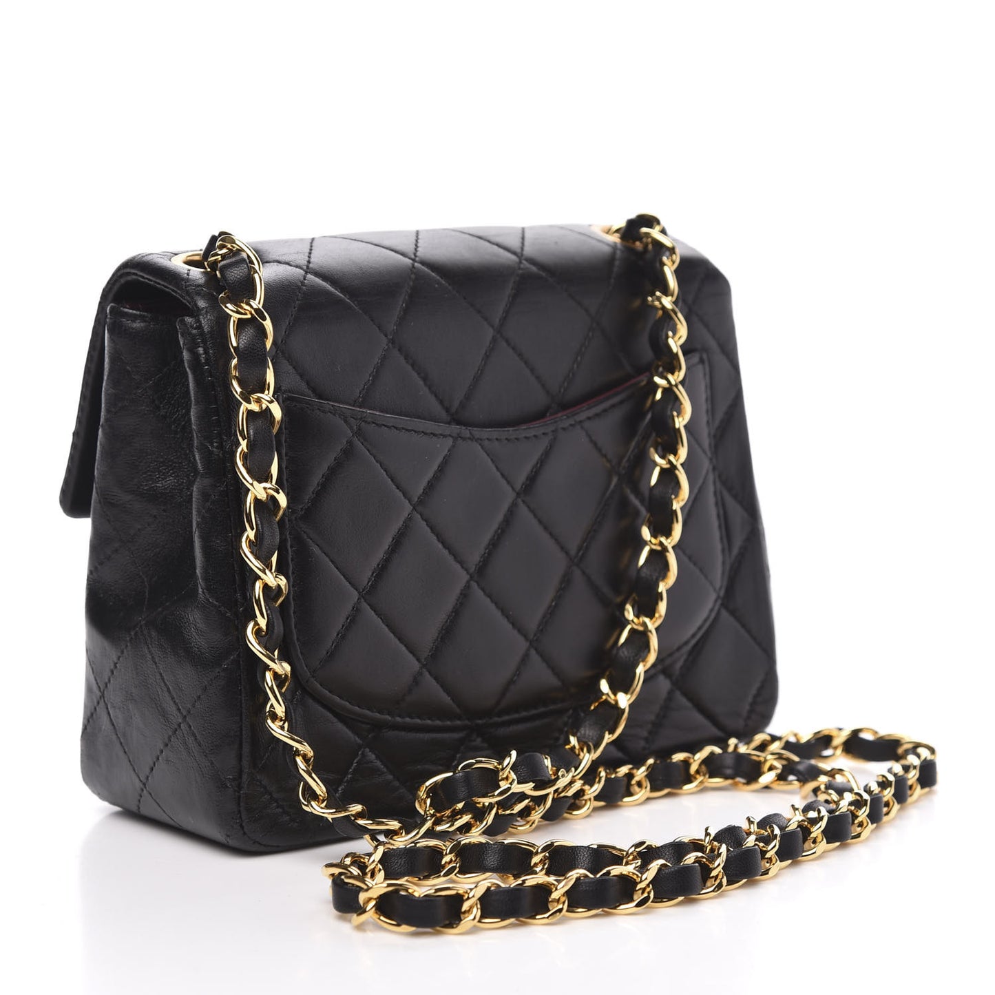 Lambskin Quilted Mini Square Flap Black