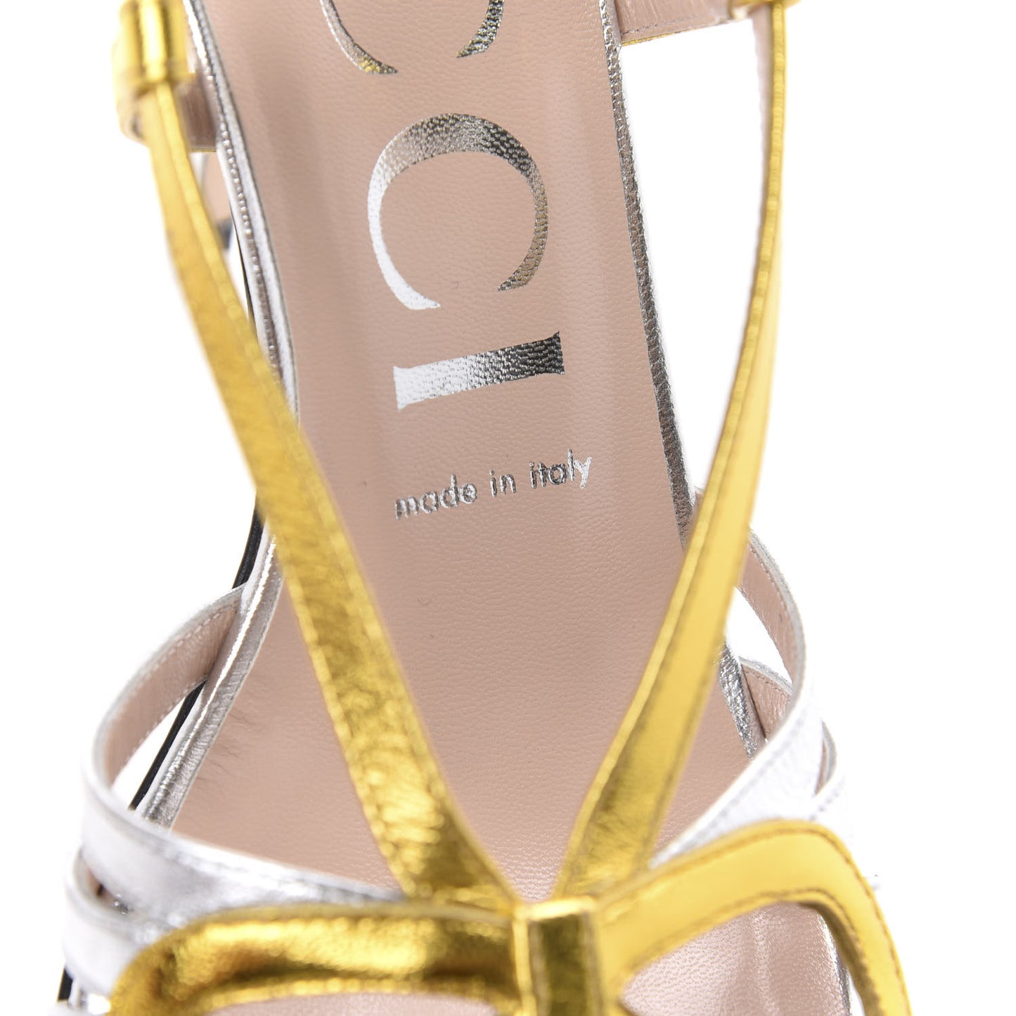 Metallic Nappa Crystal Zephyra Slingback High Heel Sandals 38 Silver Gold