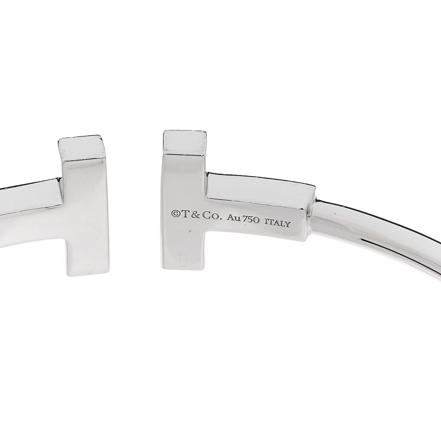 Tiffany 18K White Gold Diamond T Wire Bracelet 3 of 3