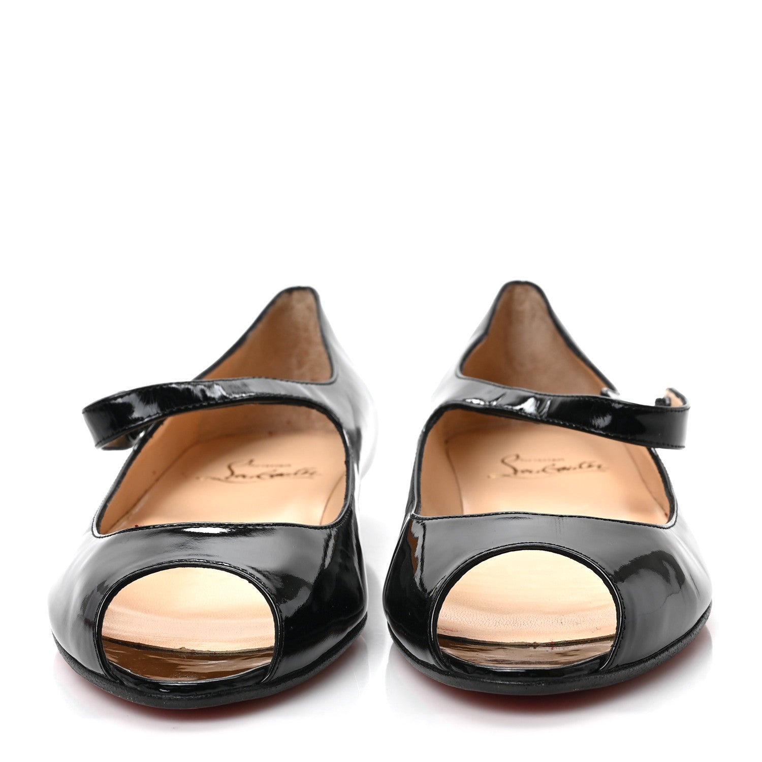 Christian Louboutin Patent Mary Jean Open Toe Flats 36.5 Black 2 of 7
