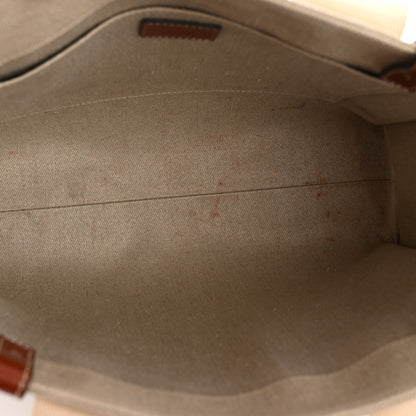 Chloe Linen Calfskin Medium Woody Ribbon Tote White Brown 5 of 14