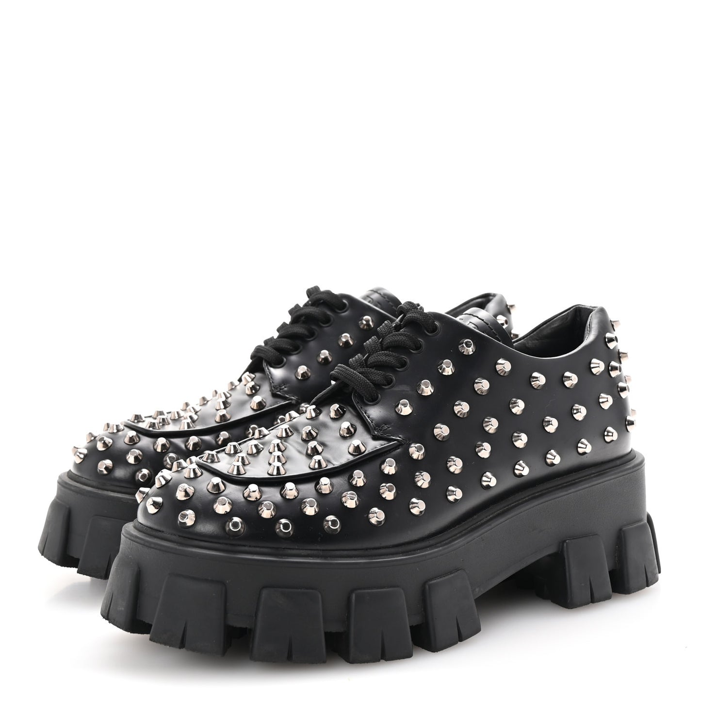 Spazzolato Rois Studded Lace Up Monolith 55mm Derby Loafers 38 Black