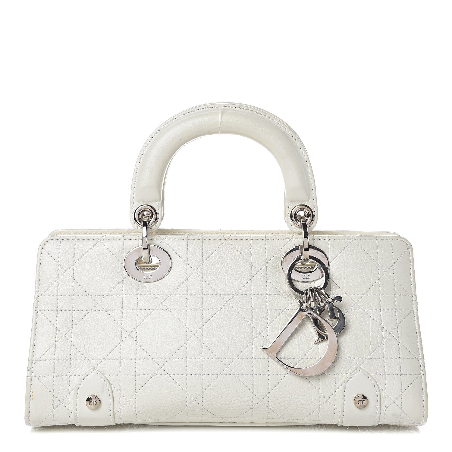 Christian Dior Calfskin Cannage Stitched Small Lady East West Lady Dior White 1 of 26