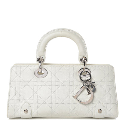 Christian Dior Calfskin Cannage Stitched Small Lady East West Lady Dior White 1 of 26