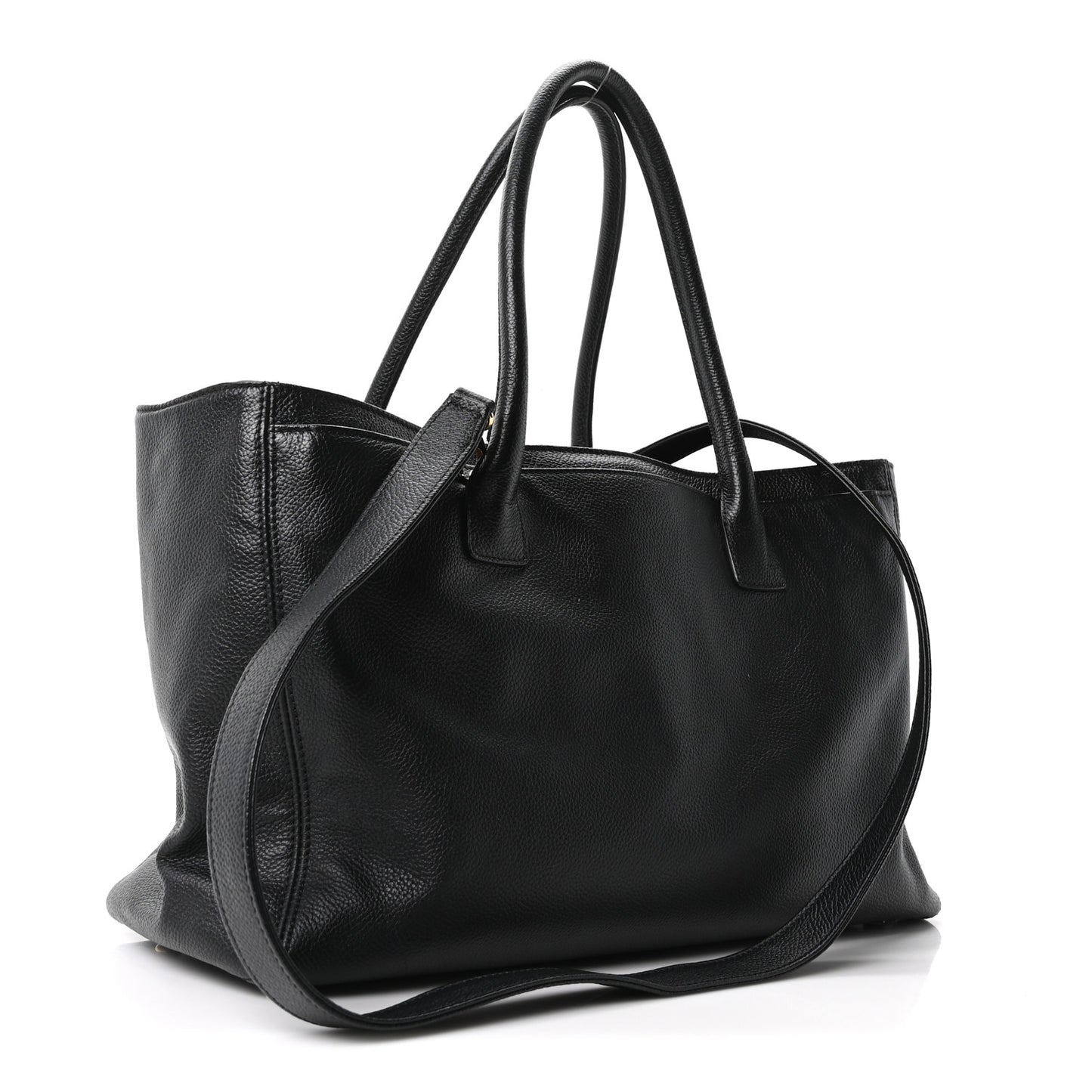 Calfskin Cerf Executive Shopper Tote Black