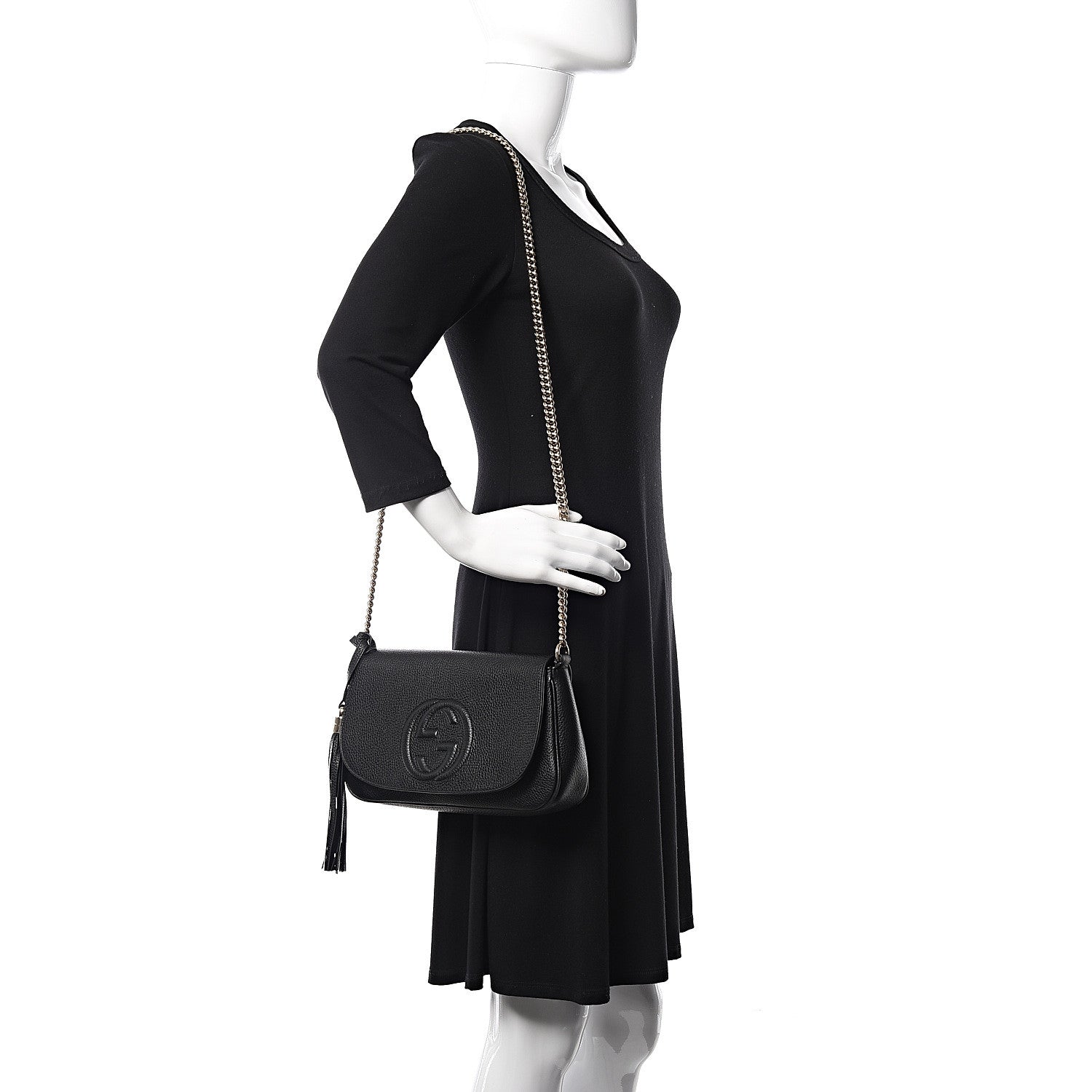 Gucci Pebbled Calfskin Medium Soho Flap Crossbody Black 2 of 11