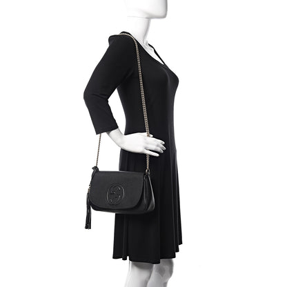 Gucci Pebbled Calfskin Medium Soho Flap Crossbody Black 2 of 11