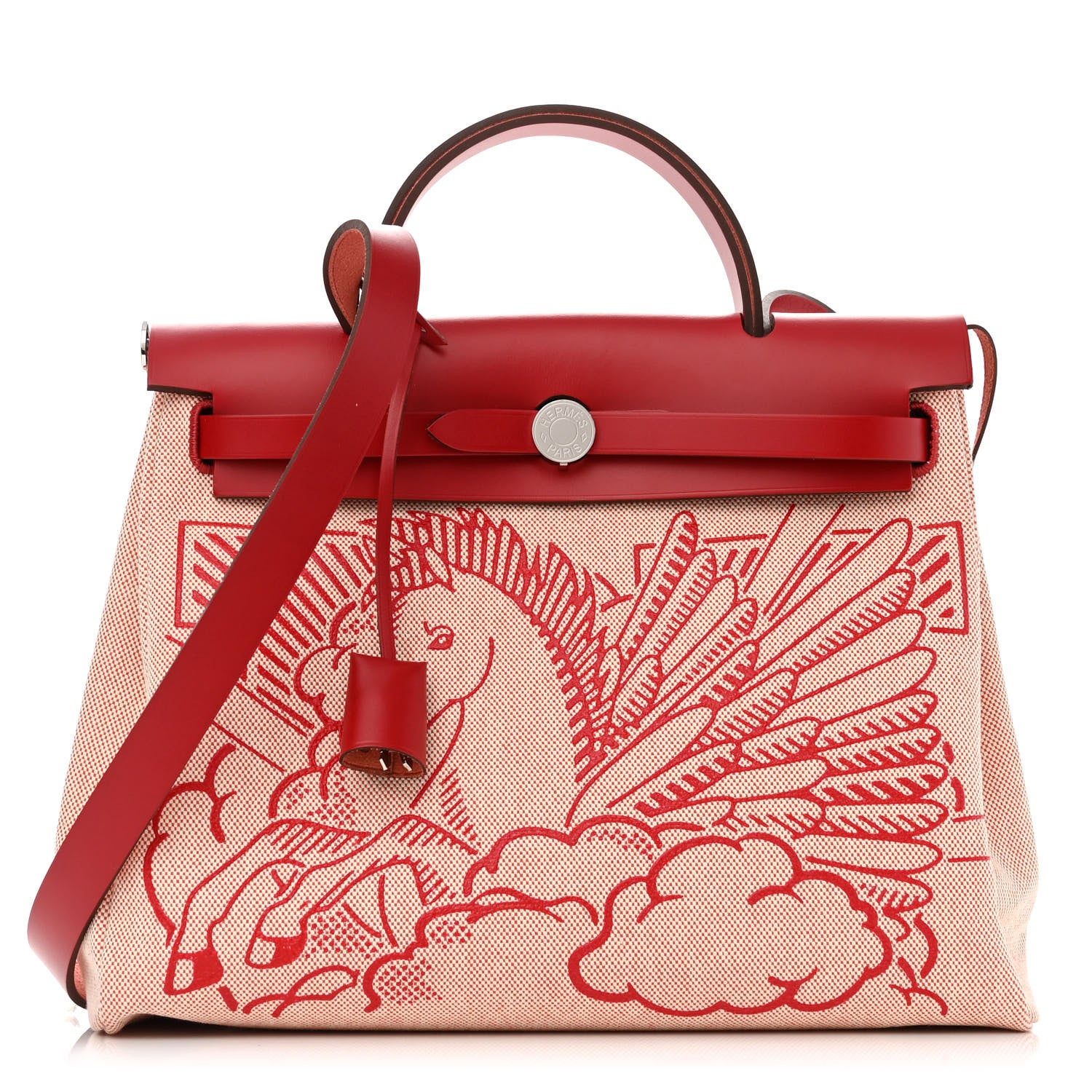Hermes Vache Hunter Toile Pegase Pop Herbag Zip Retourne 31 PM Rouge Piment 2 of 10