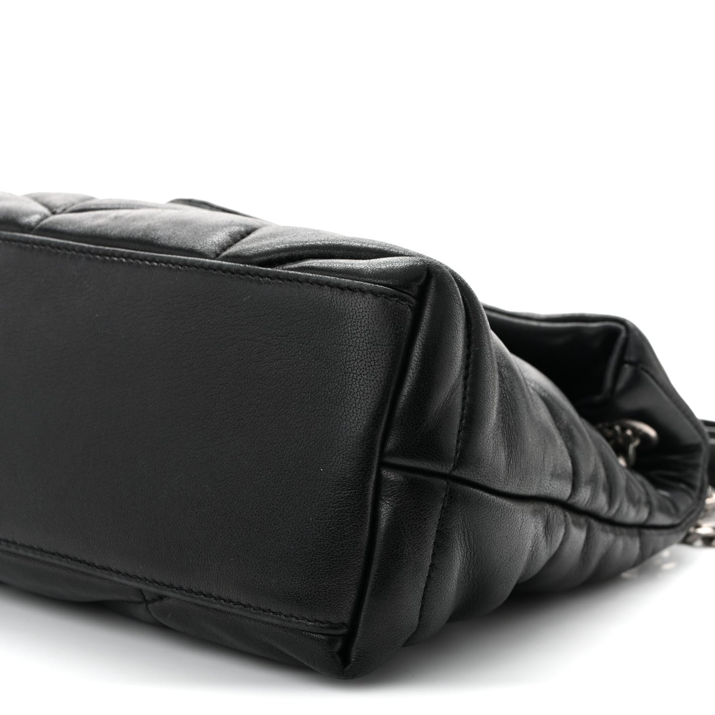 Lambskin Quilted Small Loulou Puffer Monogram Chain Satchel Black