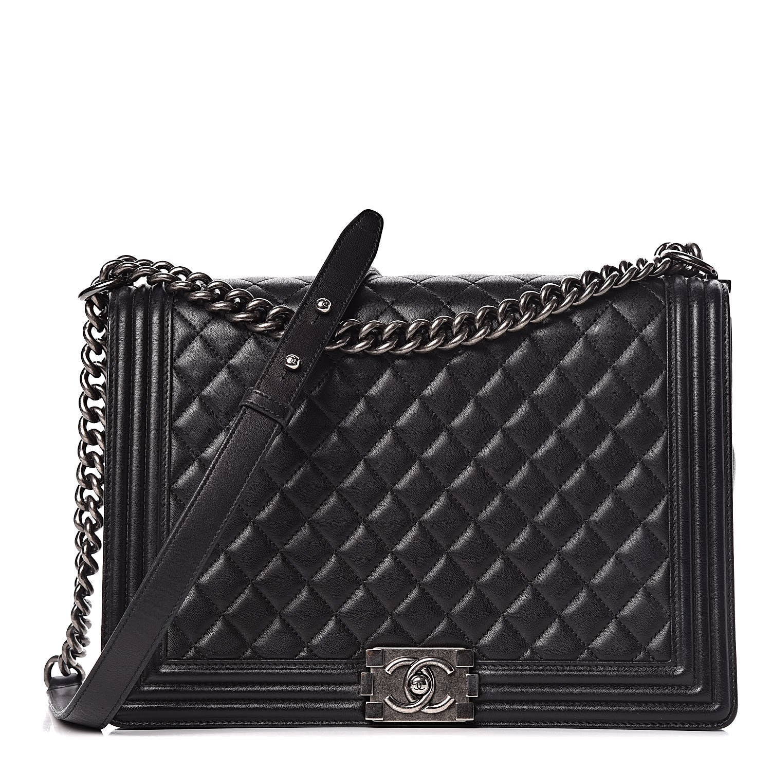 Chanel Lambskin Quilted Large Boy Flap Black 1 of 21