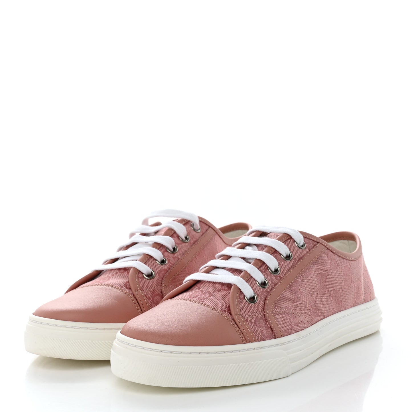 GG Monogram Calfskin Womens Low Top Sneakers 38.5 Pink Soft Pink