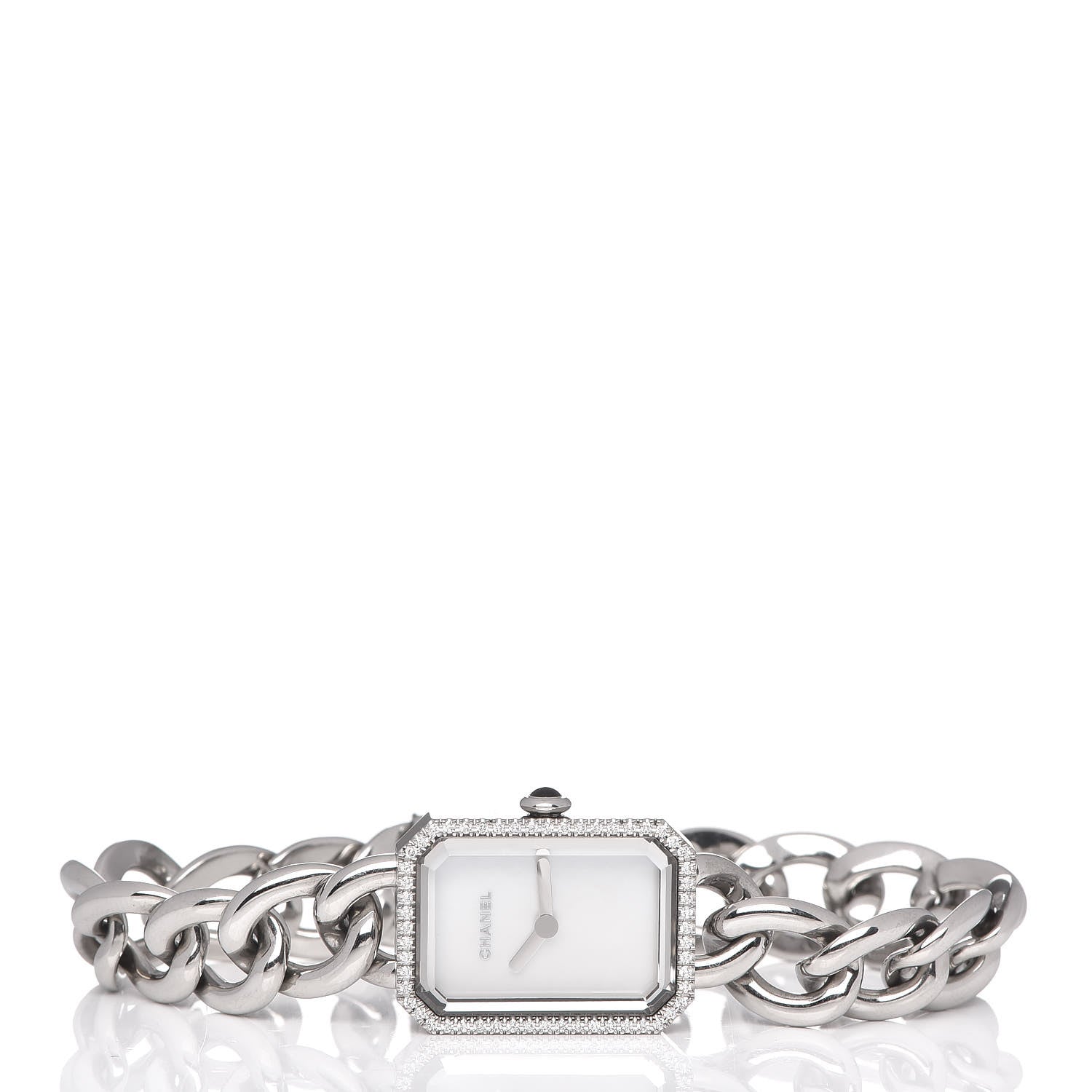 Chanel Stainless Steel Diamond Bezel Mother of Pearl 16mm Chain Premiere Quartz Watch 3 of 5