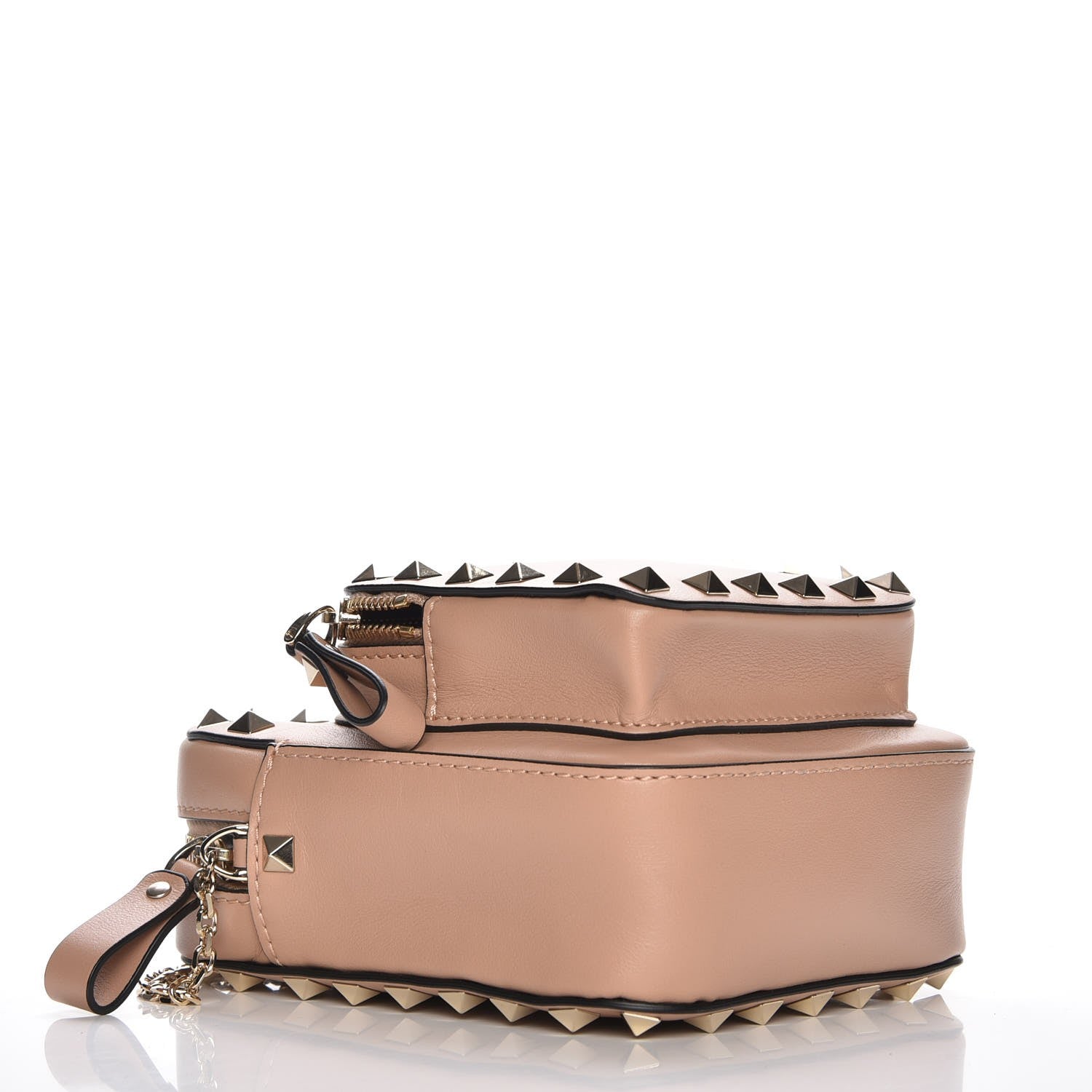 Valentino Garavani Calfskin Rockstud Double Pocket Chain Crossbody Bag Soft Noisette 4 of 6