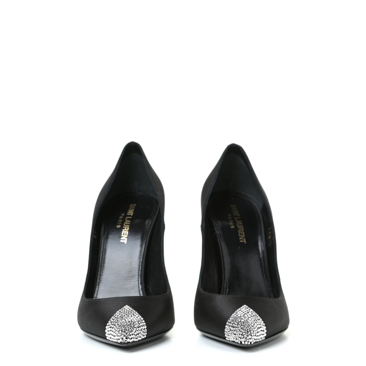 Satin Crystal Embellished Tower 110 Pump 37.5 Black