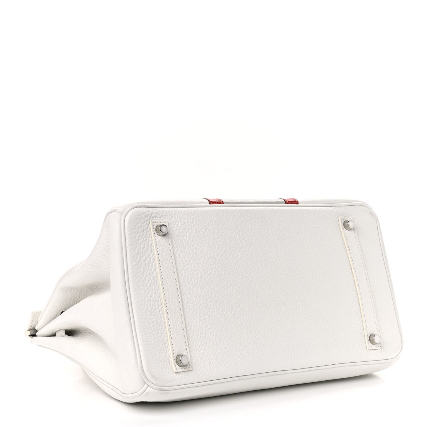 Taurillon Clemence Lizard Club Birkin 35 Blanc Gris Perle Sanguine