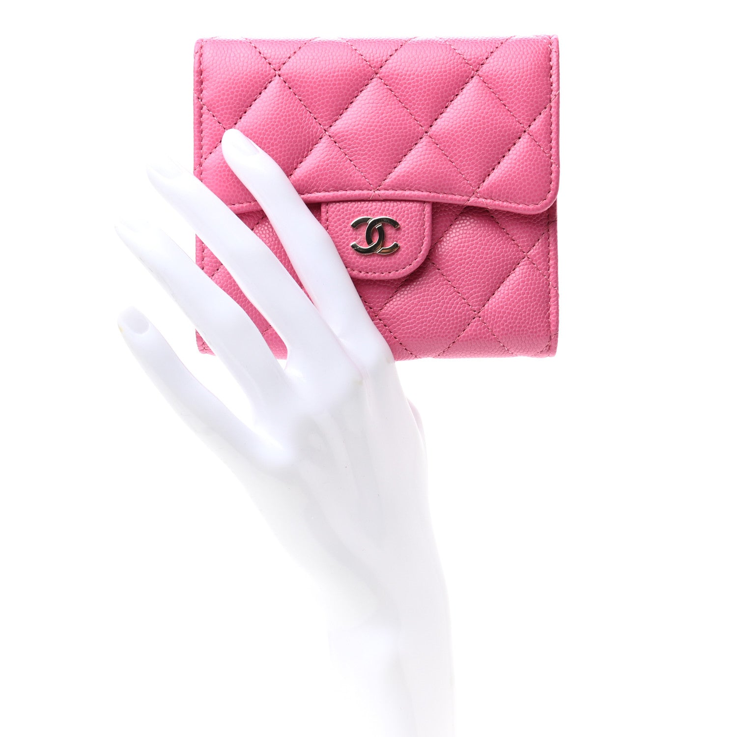 Chanel Caviar Quilted Compact Flap Wallet Pink 2 of 7