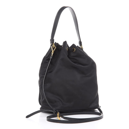 Prada Saffiano Tessuto Nylon Mini Bucket Crossbody Bag Black 3 of 13