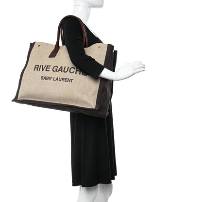Saint Laurent Linen Calfskin Rive Gauche Tote Natural 2 of 11
