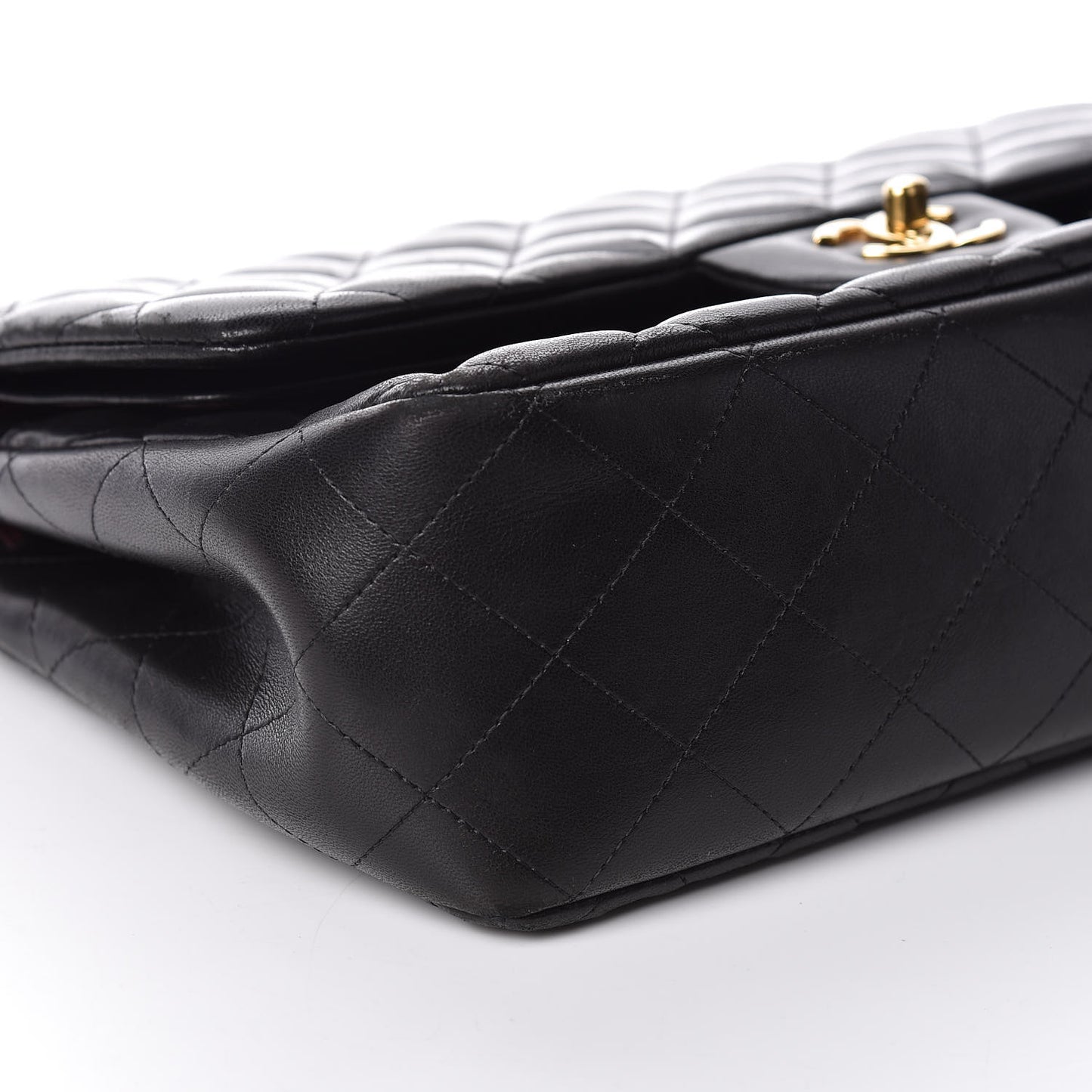 Lambskin Quilted Jumbo Double Flap Black