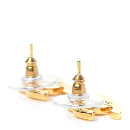 Chanel Metal CC Paris Button Stud Earrings Gold 3 of 4