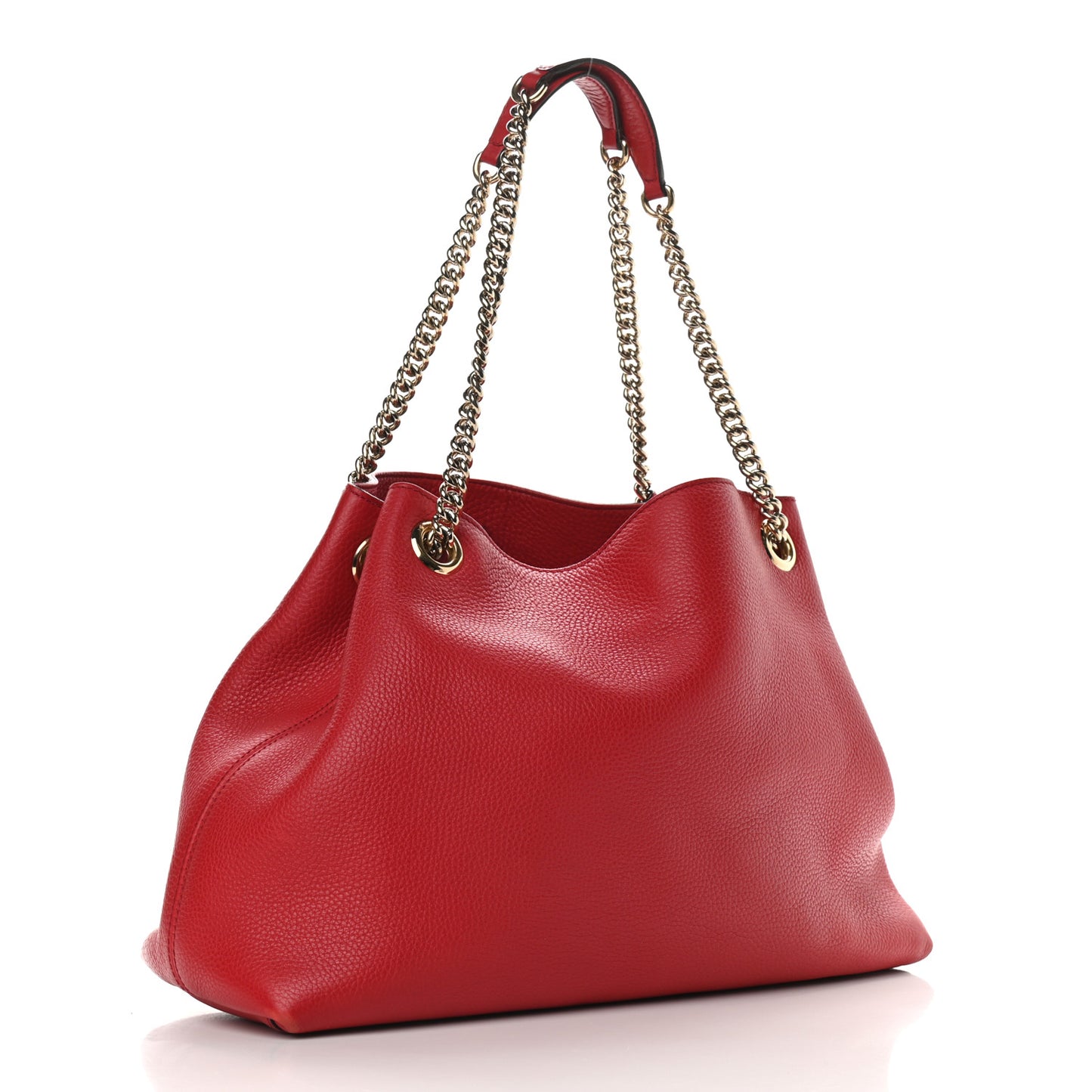 Pebbled Calfskin Medium Soho Chain Shoulder Bag Tabasco Red