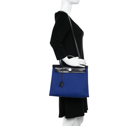 Hermes Toile Vache Hunter Herbag Zip 31 PM Bleu Electrique Bleu Indigo 2 of 12