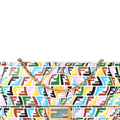 Fendi X SARAH COLEMAN Vitello Liberty Ceylon Micro FF Fish Eye Embossed Continental Envelope Wallet On Chain Multicolor Cyber Blue 7 of 9