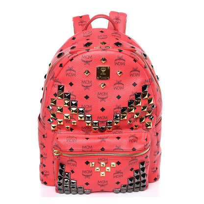 MCM Visetos Studded Medium Stark M Backpack Coral 1 of 9