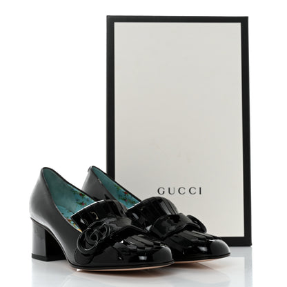Gucci Vernice GG Marmont Fringe 50mm Loafer Pumps 35 Black 9 of 9