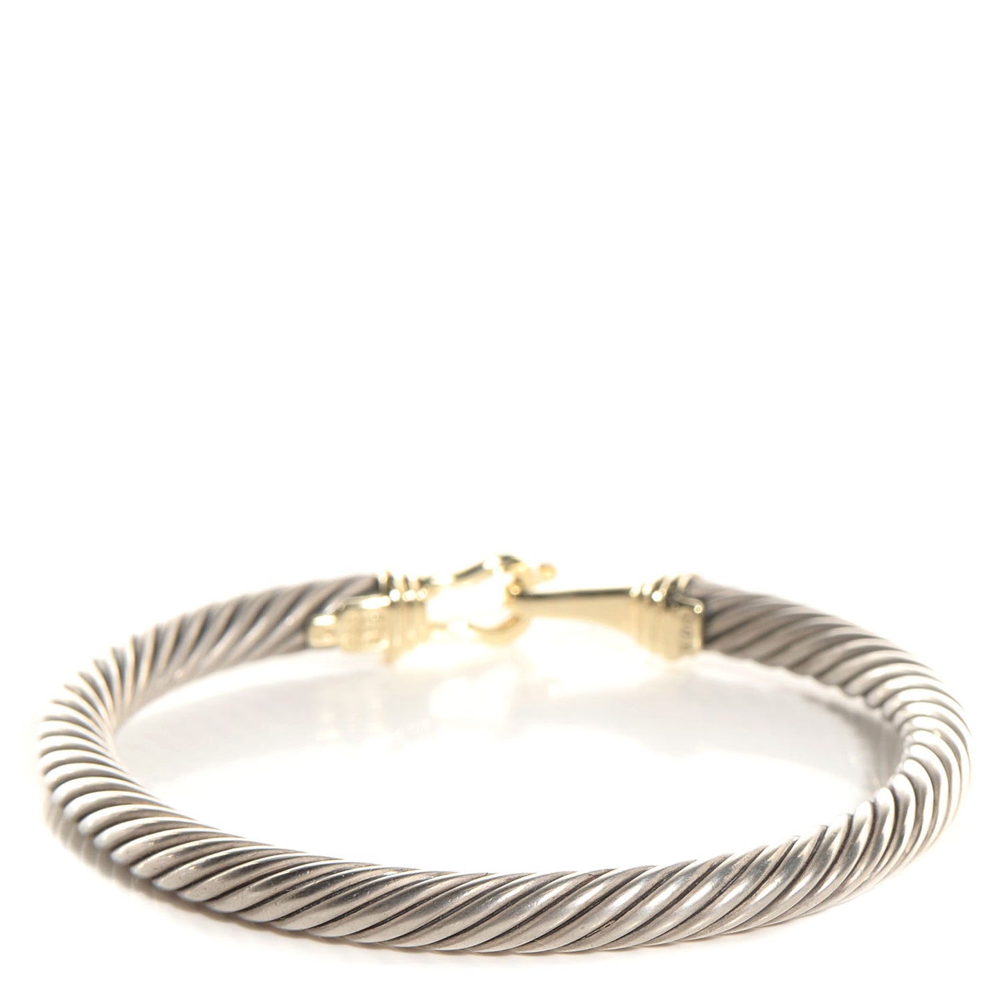 Sterling Silver 14K Yellow Gold 5mm Cable Classic Buckle Bracelet