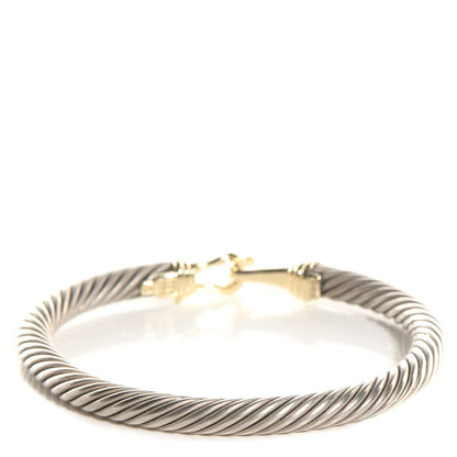 David Yurman Sterling Silver 14K Yellow Gold 5mm Cable Classic Buckle Bracelet 1 of 5