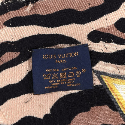 Louis Vuitton Silk Wool Leopard Monogram Scarf 3 of 5
