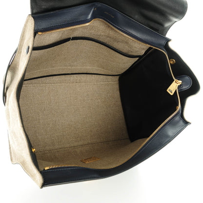 Celine Smooth Calfskin Canvas Medium Trapeze Navy Blue 5 of 9