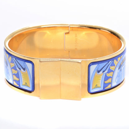Hermes Enamel Printed Wide Sun Bleu Bracelet 65 1 of 5