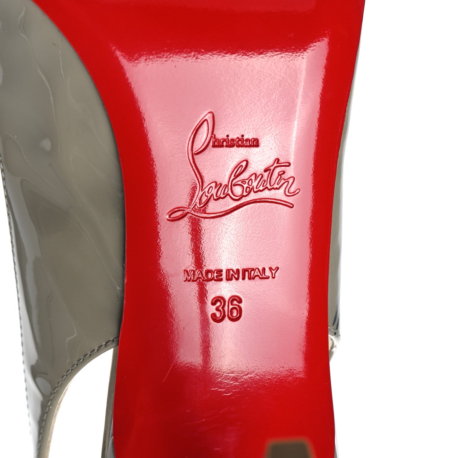 Christian Louboutin Patent Fifi Sling 85 Pumps 36 Gris 6 of 7